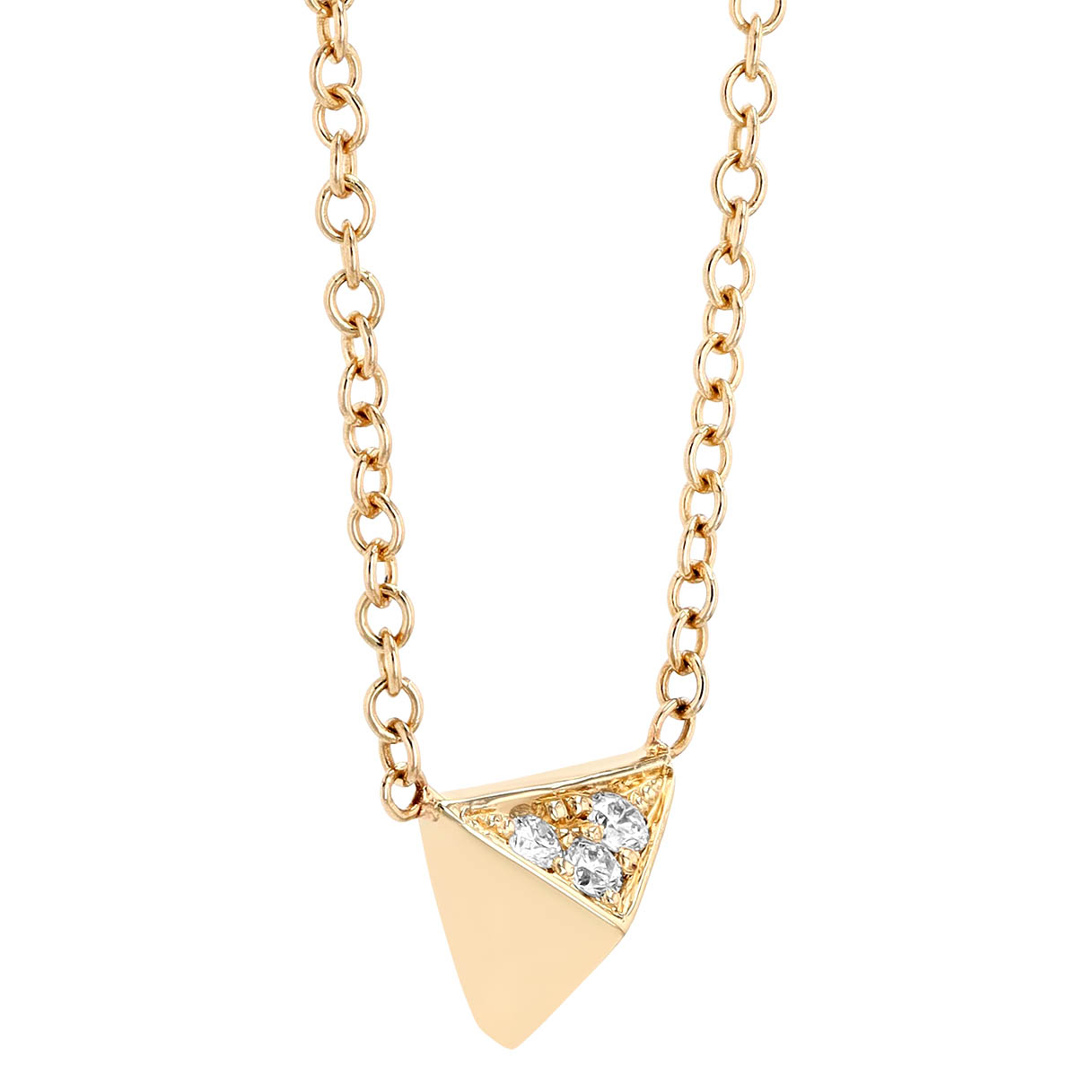 Zoe Chicco Pave Diamond Triangle Pyramid Necklace in Yellow Gold, 16