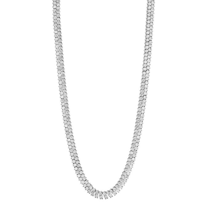 Round Diamond Pave Choker Necklace in White Gold, 8.00 cttw