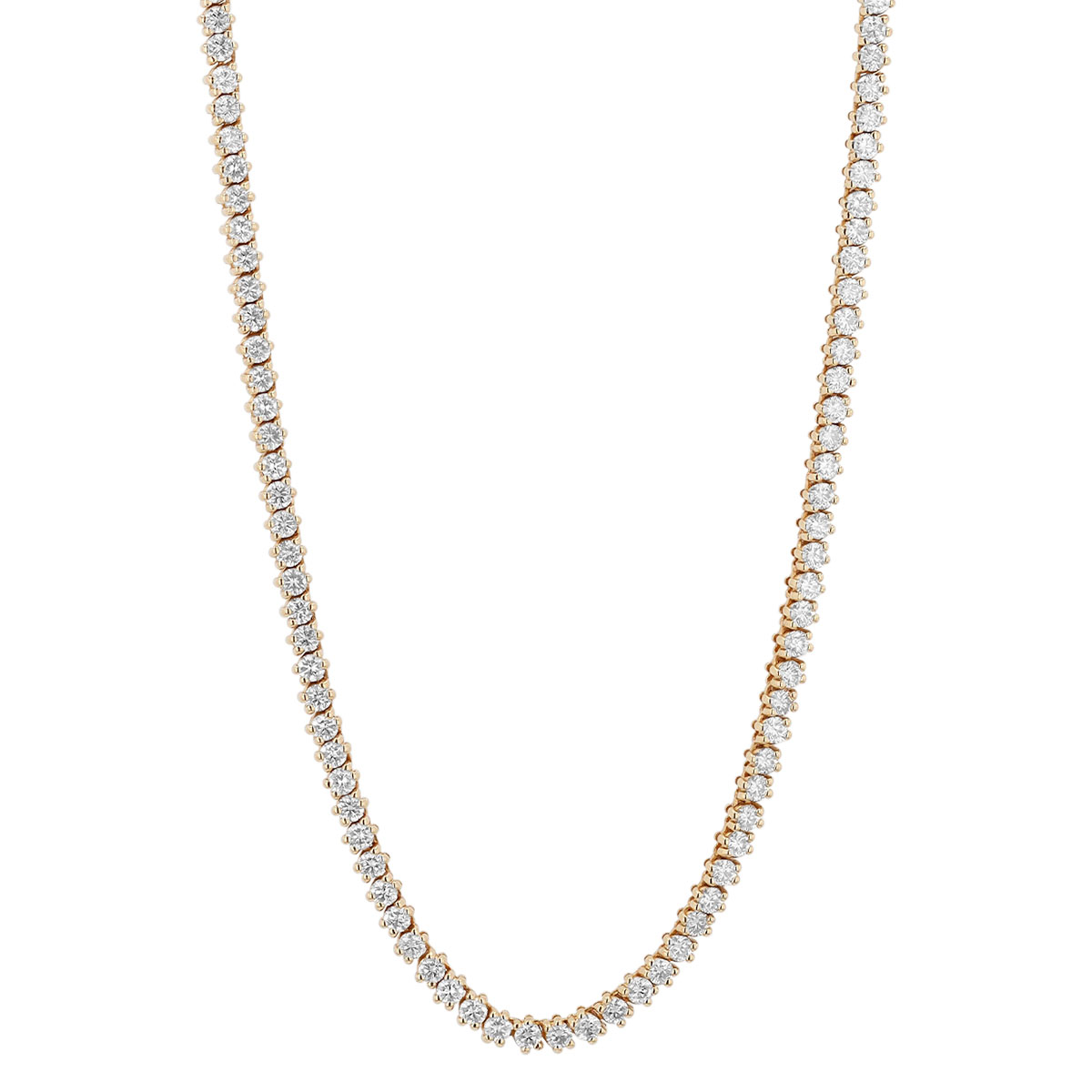 Round Diamond Tennis Necklace in Yellow Gold, 4.07 cttw