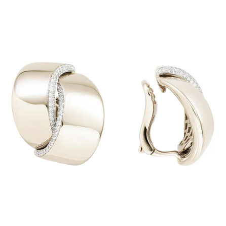 Vhernier Abbraccio Diamond Midi Ear Clips in White Gold