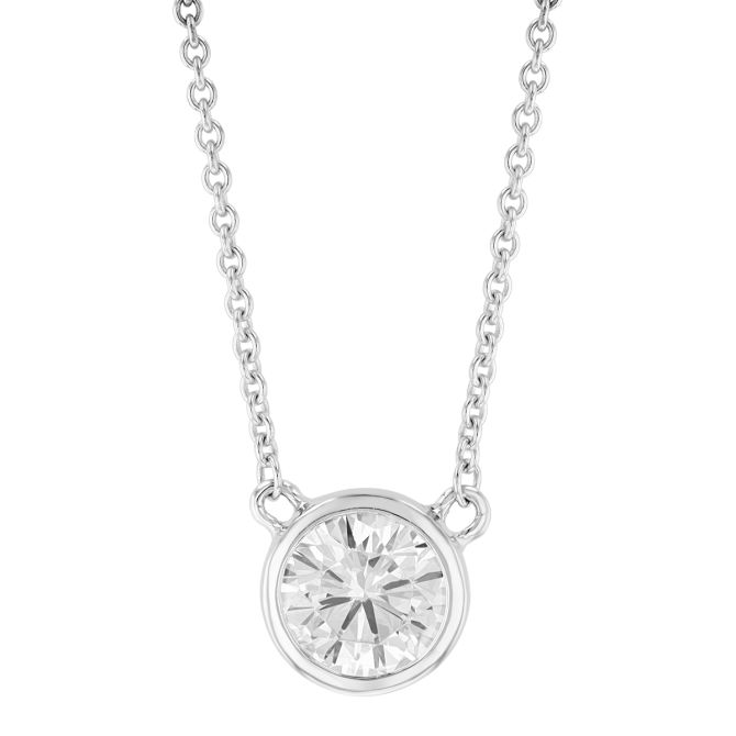 14KWG-RH Diamond Solitaire Necklace