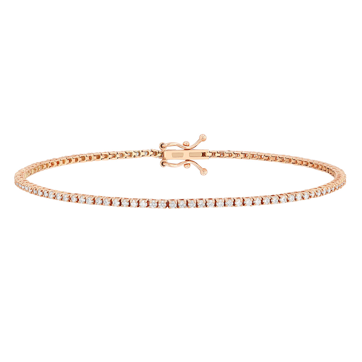 Round Diamond 4 Prong Tennis Bracelet in Rose Gold, 7