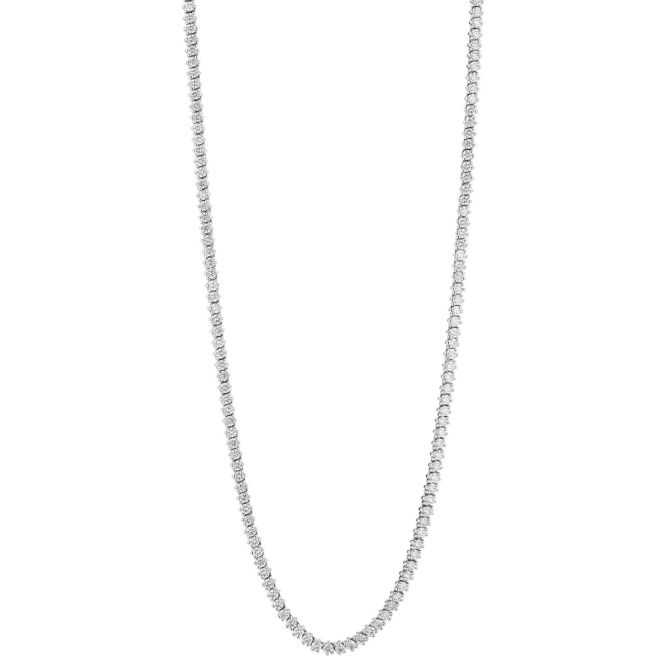 Diamond Tennis Necklace in White Gold, 4.10 aptw