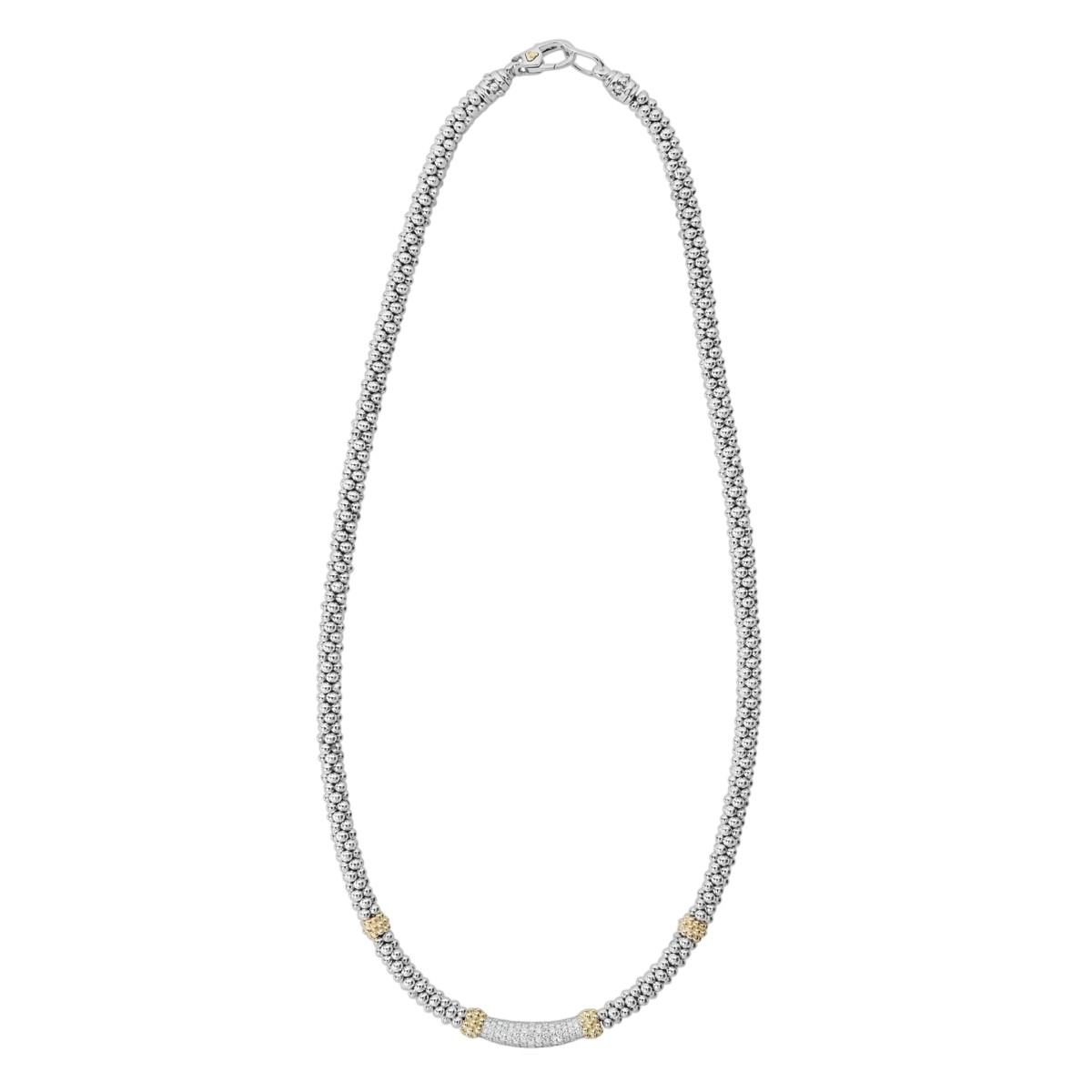 LAGOS Caviar Lux Diamond & Yellow Gold Station Necklace in Sterling Silver, 18
