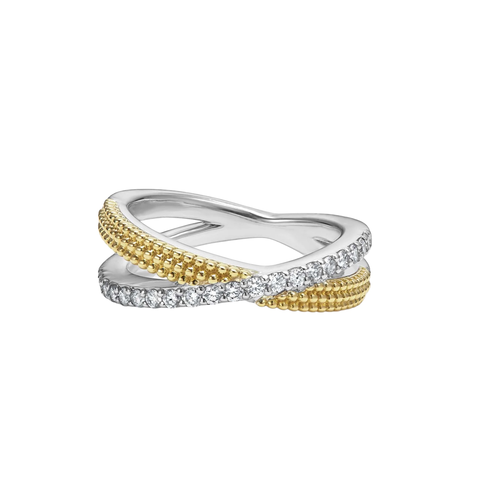 LAGOS Caviar Lux Two-Tone X Diamond Ring, Size 7