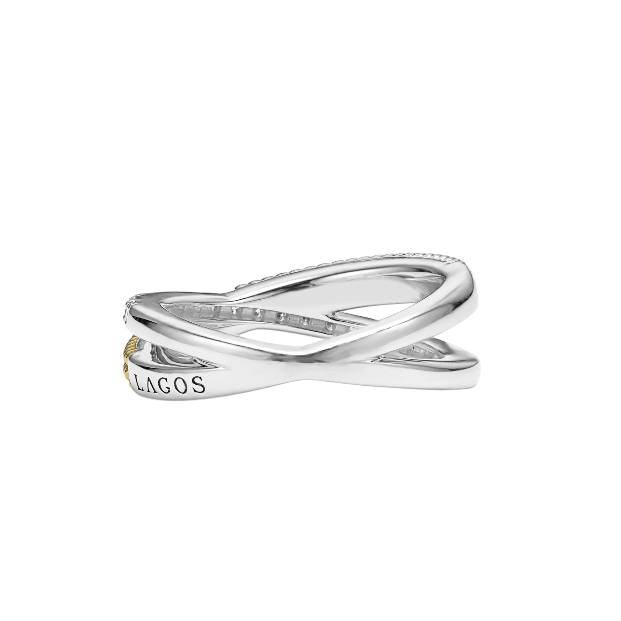 LAGOS Caviar Lux Two-Tone X Diamond Ring, Size 7