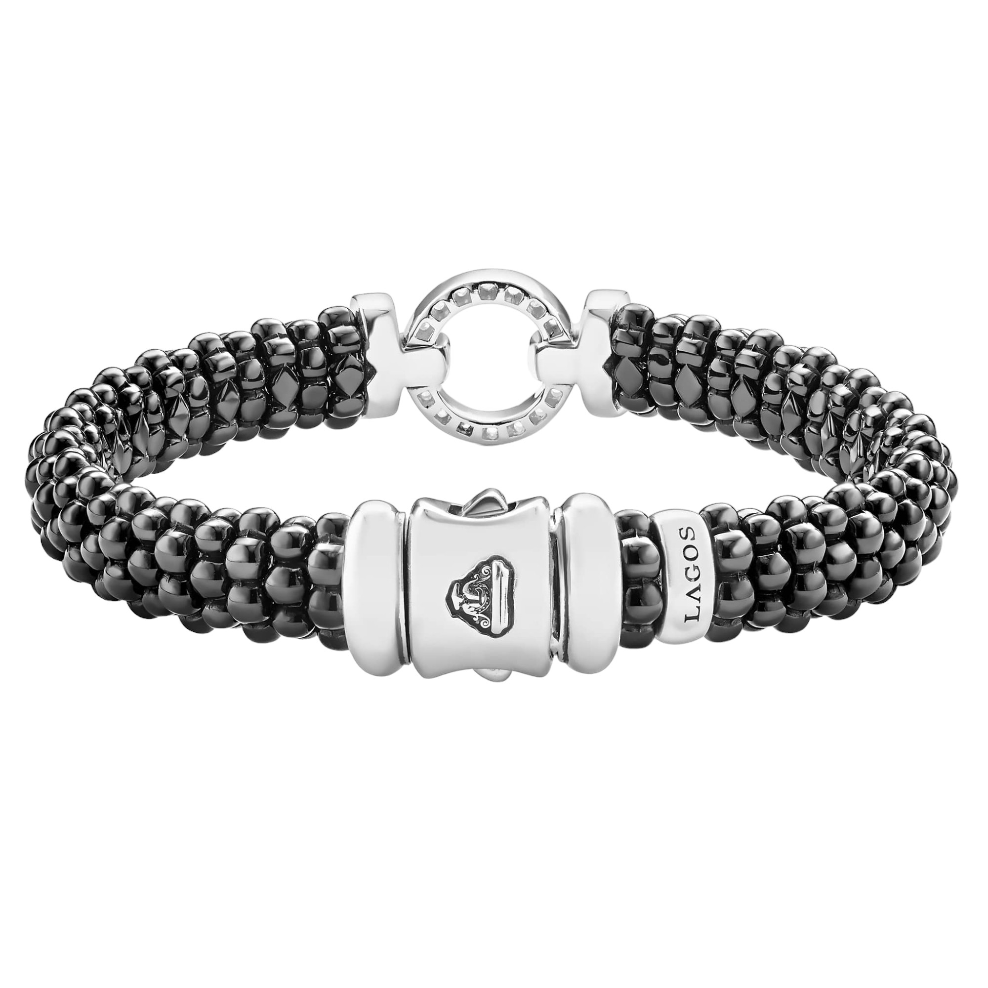 LAGOS Black Caviar Ceramic Diamond Circle Bracelet, 9mm