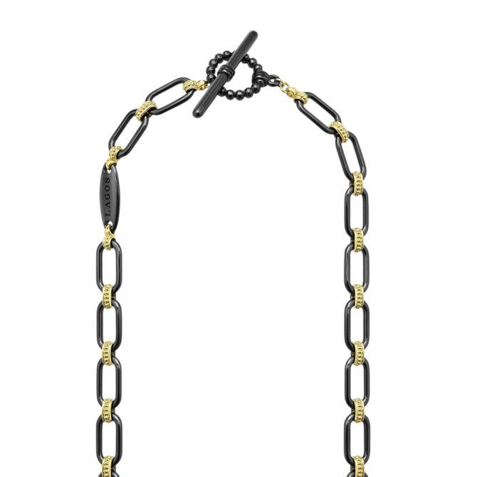 LAGOS Signature Caviar 18K Gold and Black Ceramic Diamond 6mm