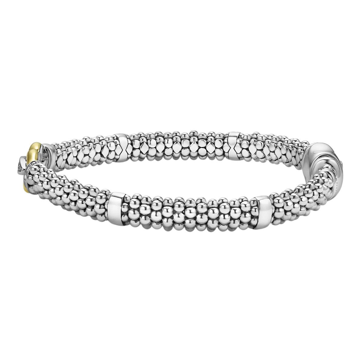 LAGOS Derby Diamond & Yellow Gold Buckle Bracelet in Sterling Silver, 7