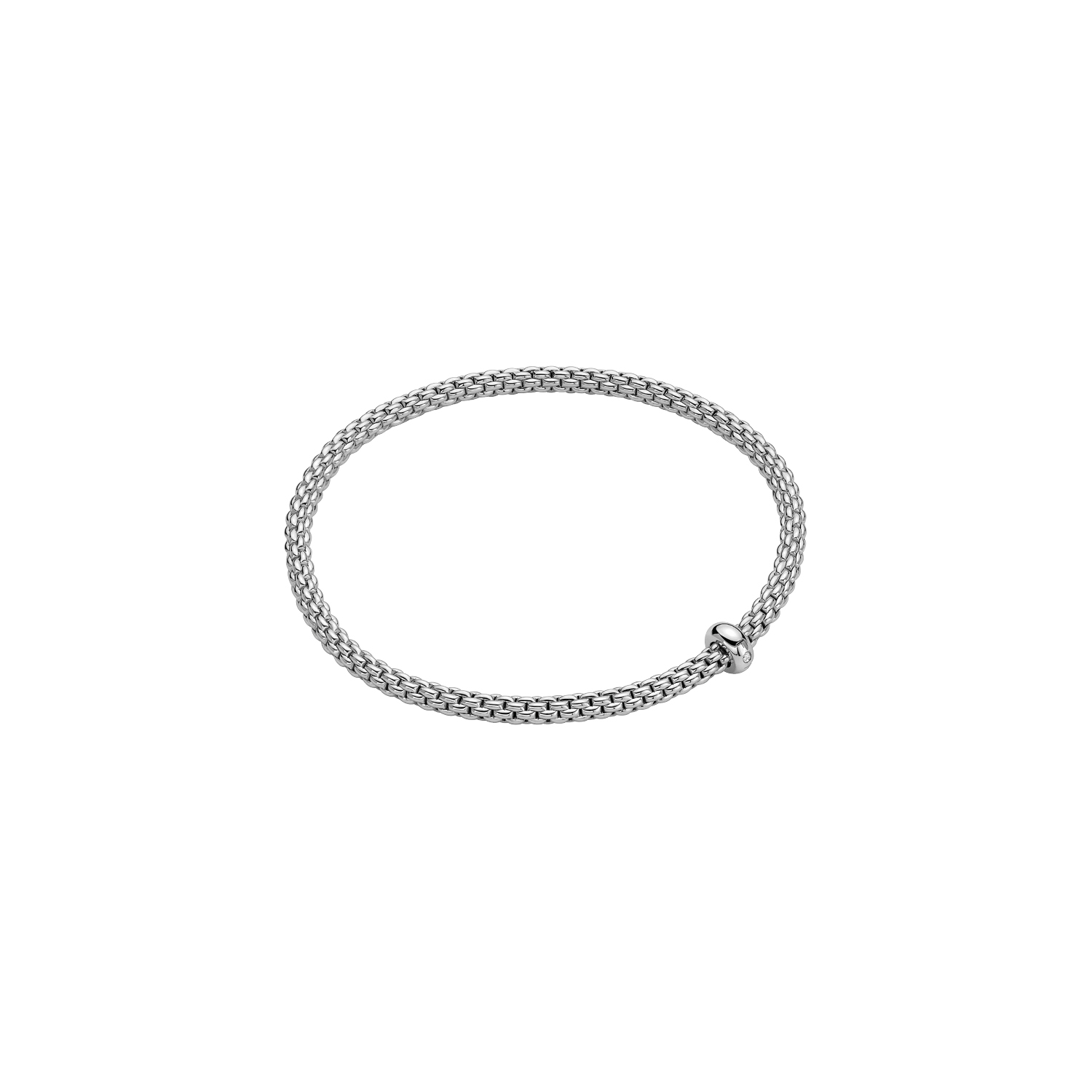 FOPE Flex'It White Gold Flexible Bracelet with Diamond Accent, Thin Width
