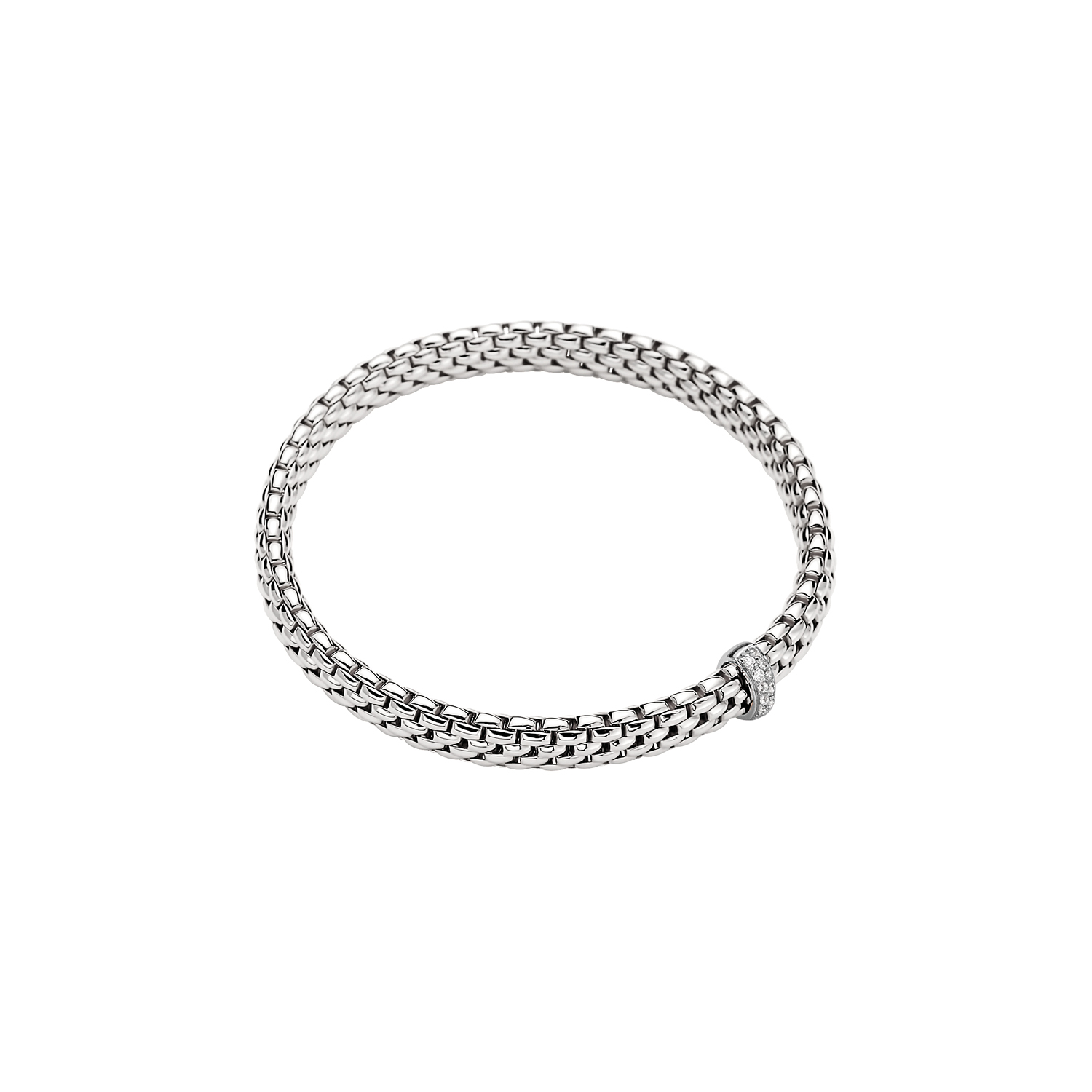 FOPE Vendôme Flex'It Diamond Rondel Flexible Bracelet in White Gold