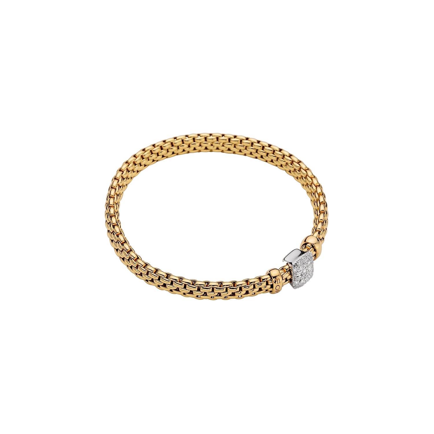 FOPE Flex'It Diamond Pavé Rectangle Flexible Bracelet in Two Tone