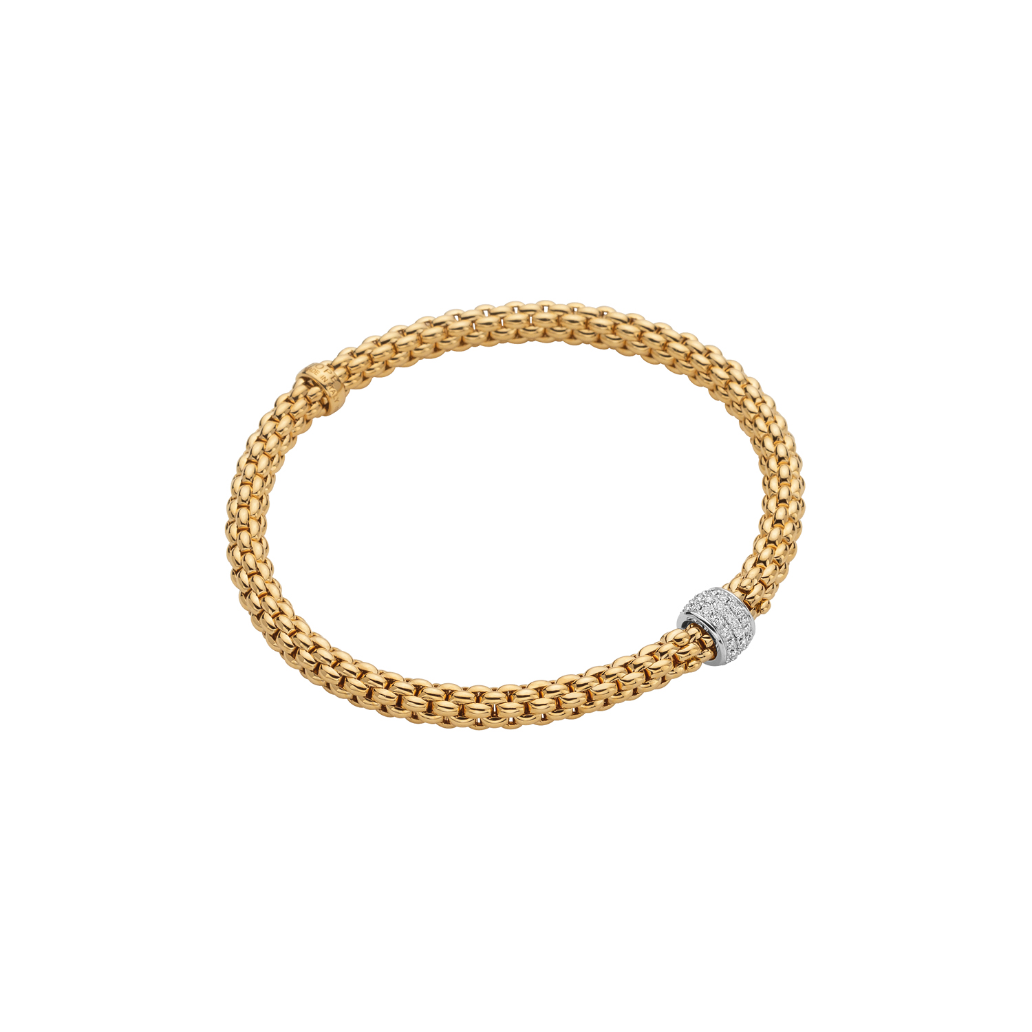 FOPE Flex'It Diamond Pavé Rondel Flexible Bracelet in Two Tone