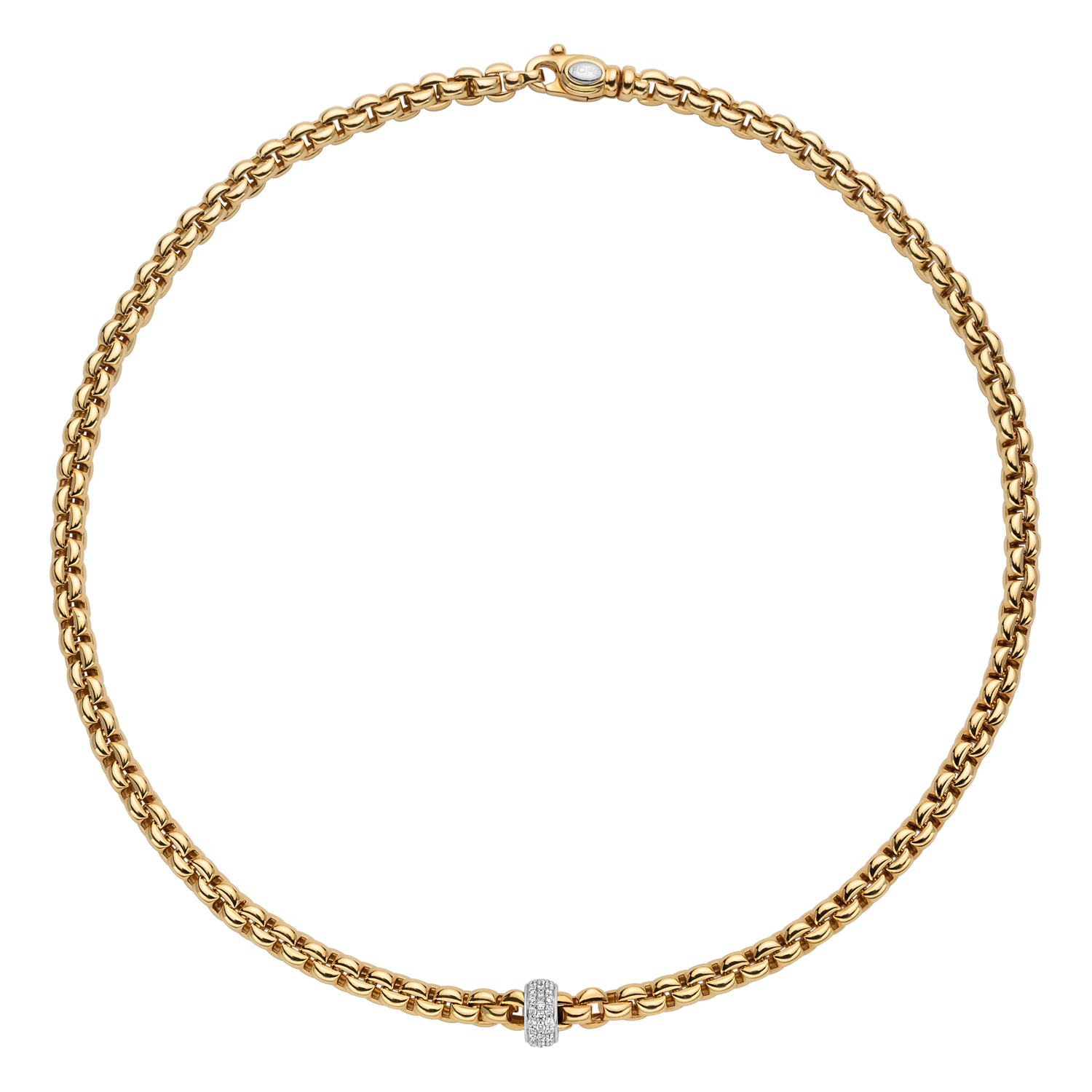 FOPE Eka Diamond Pavé Rondel Thick Choker Necklace in Two Tone