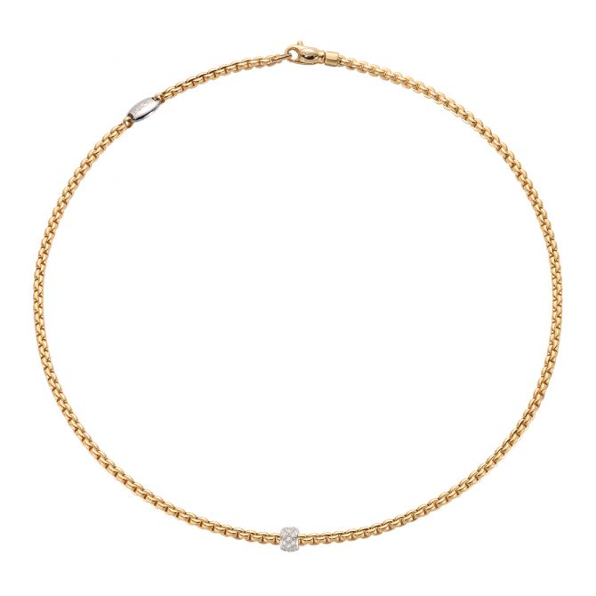 FOPE Eka Diamond Pavé Rondel Thin Choker Necklace in Two Tone