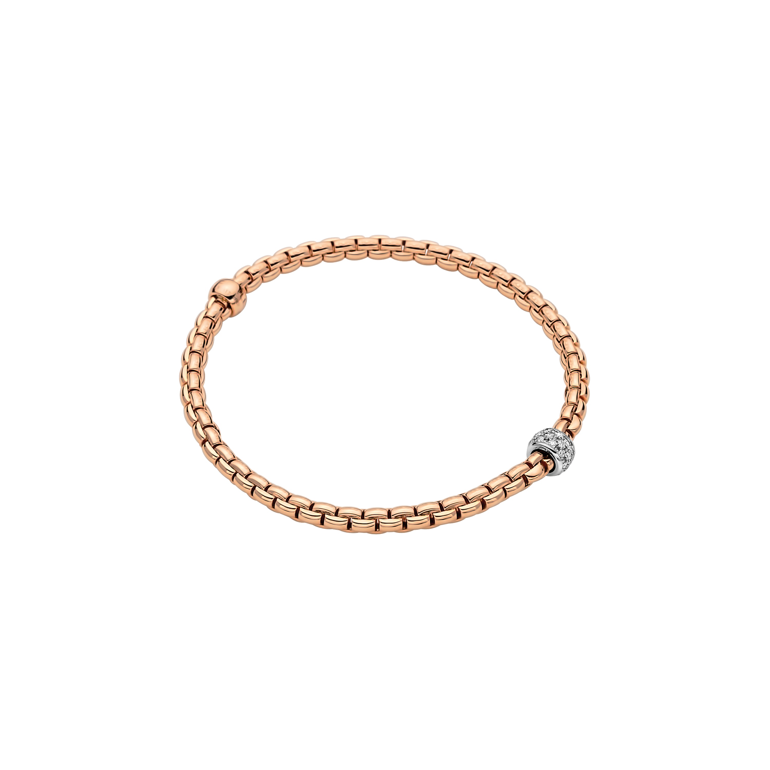 FOPE Eka Flex'It Diamond Pavé Rondel Flexible Bracelet in Rose & White Gold