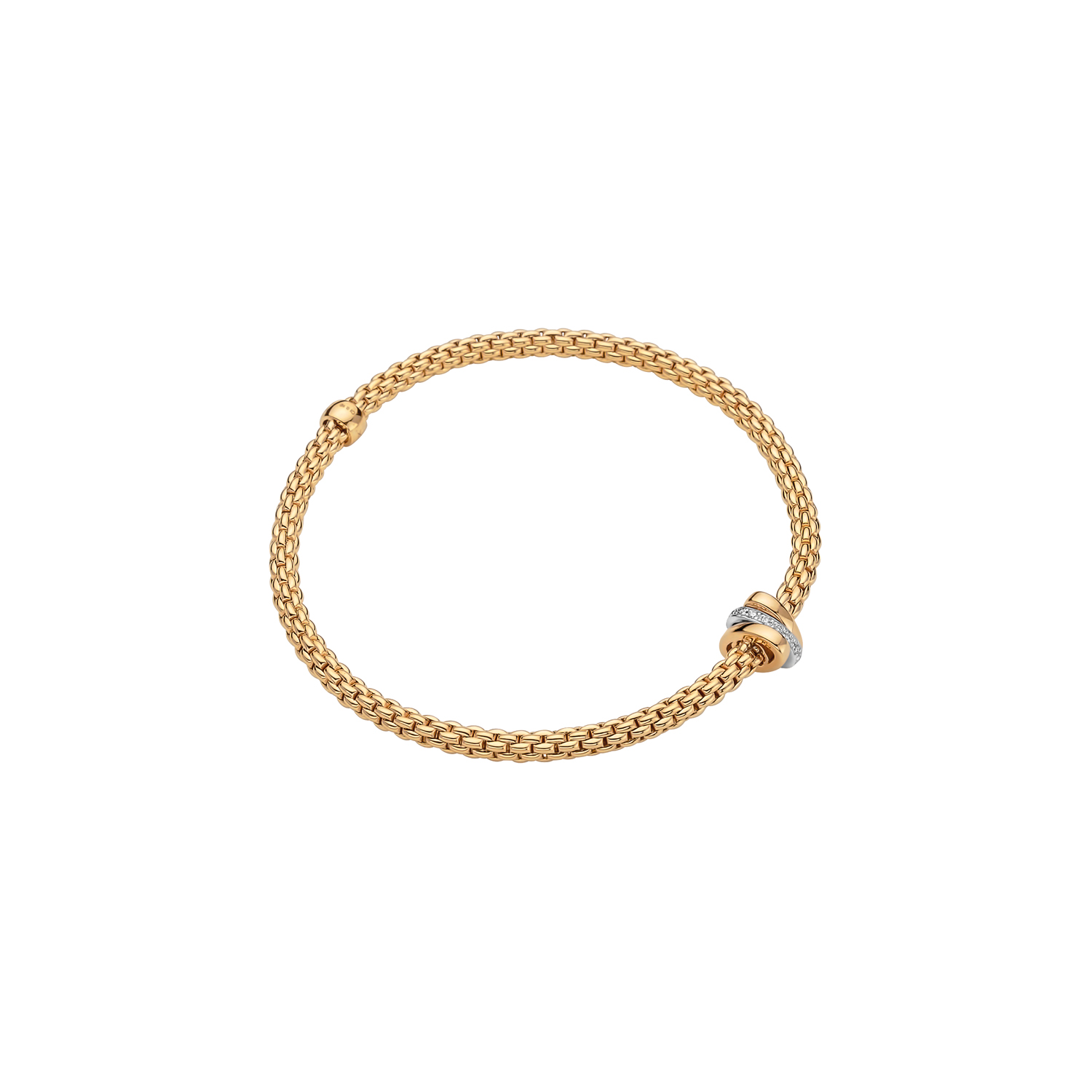 FOPE Prima Flex'It Diamond Triple Rondel Flexible Bracelet in Yellow Gold