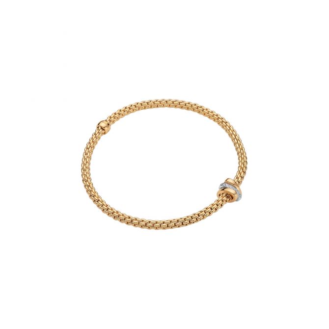FOPE Prima Flex'It Diamond Triple Rondel Flexible Bracelet in Yellow Gold