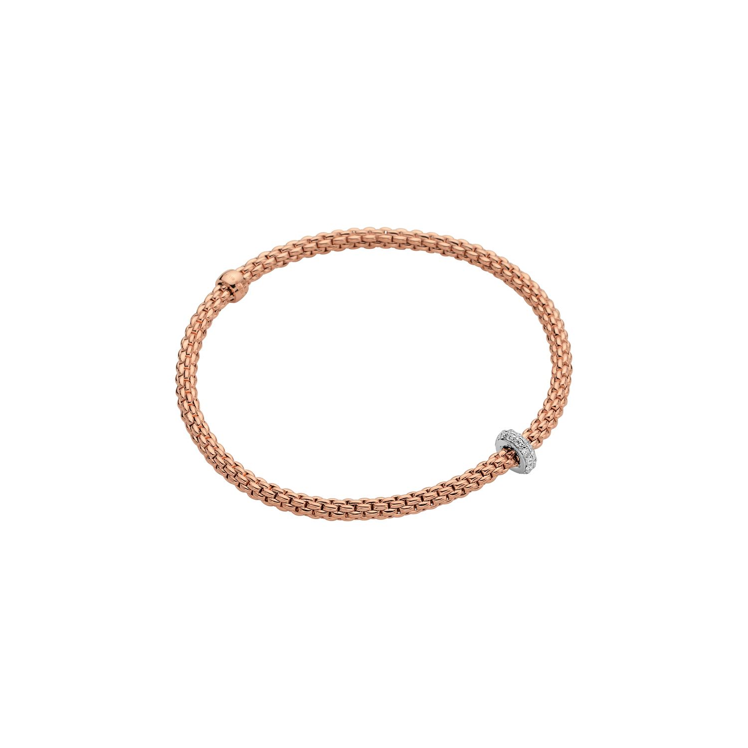 FOPE Prima Flex'It Diamond Rondel Flexible Bracelet in Rose & White Gold