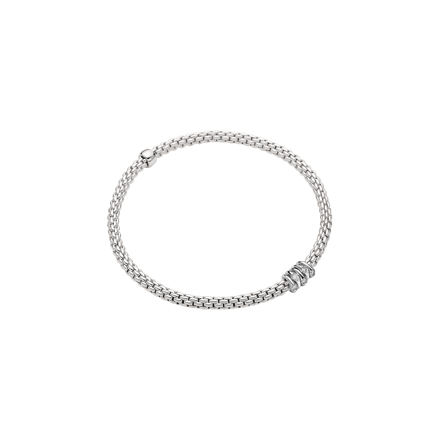 FOPE Flex'It Diamond Rondel Cluster Flexible Bracelet in White Gold
