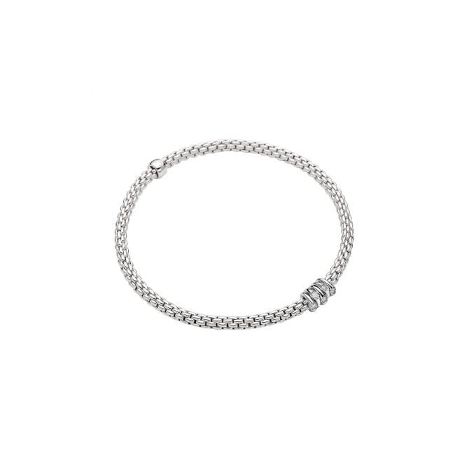FOPE Flex'It Diamond Rondel Cluster Flexible Bracelet in White Gold