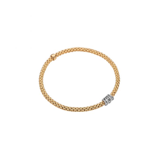 FOPE Flex'It 5 Diamond Rondel Cluster Flexible Bracelet in Two Tone