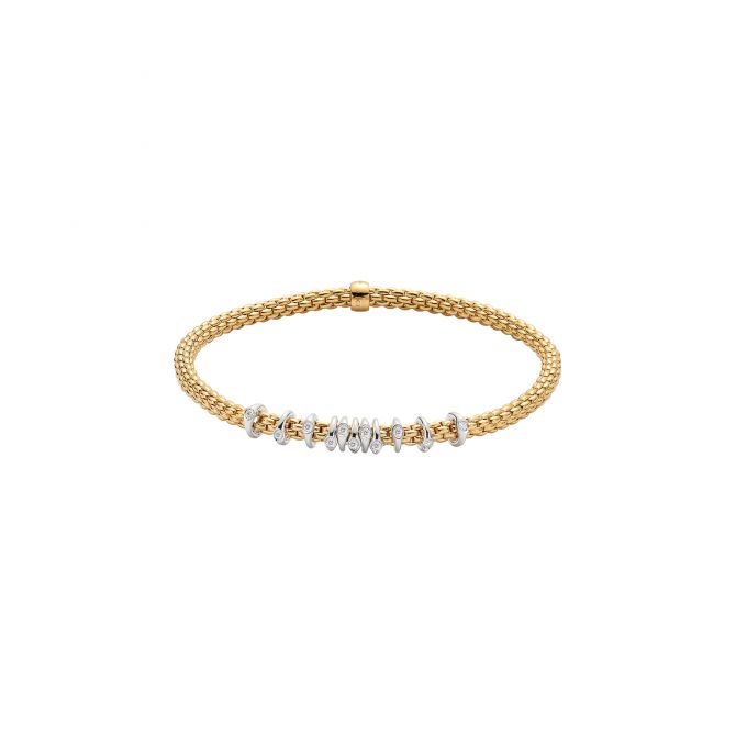 FOPE Flex'It Diamond Rondel Cluster Flexible Bracelet in Two Tone