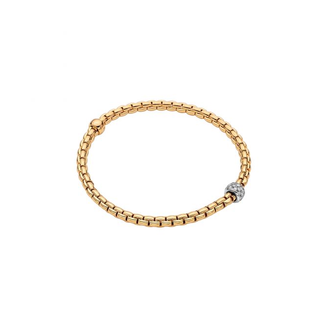 FOPE Eka Flex'It Diamond Pavé Rondel Flexible Bracelet in Two Tone
