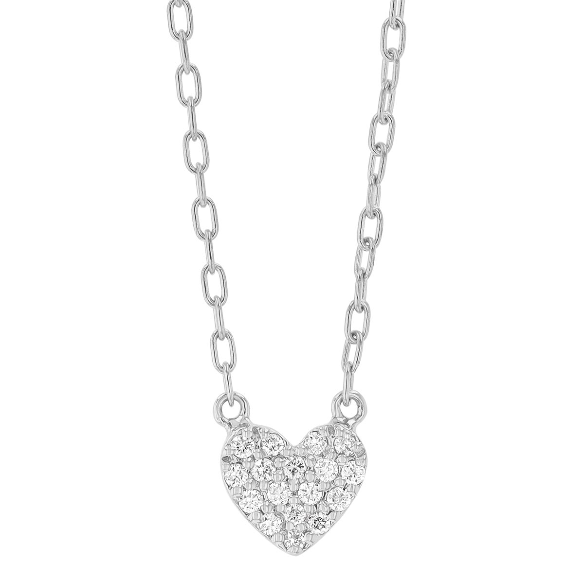 Diamond Pave Dainty Heart Pendant in White Gold