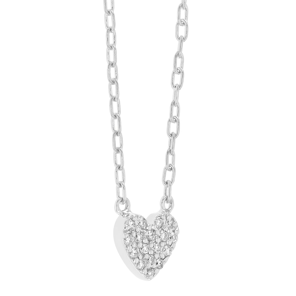 Diamond Pave Dainty Heart Pendant in White Gold