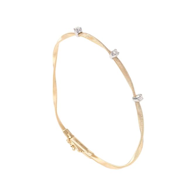 Marco Bicego Marrakech Diamond Station Twisted Coil Bracelet in Two Tone, 7"