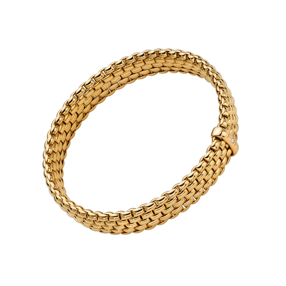 FOPE Panorama Flex'It Yellow Gold Bracelet with Single Diamond Rondel, 6.69