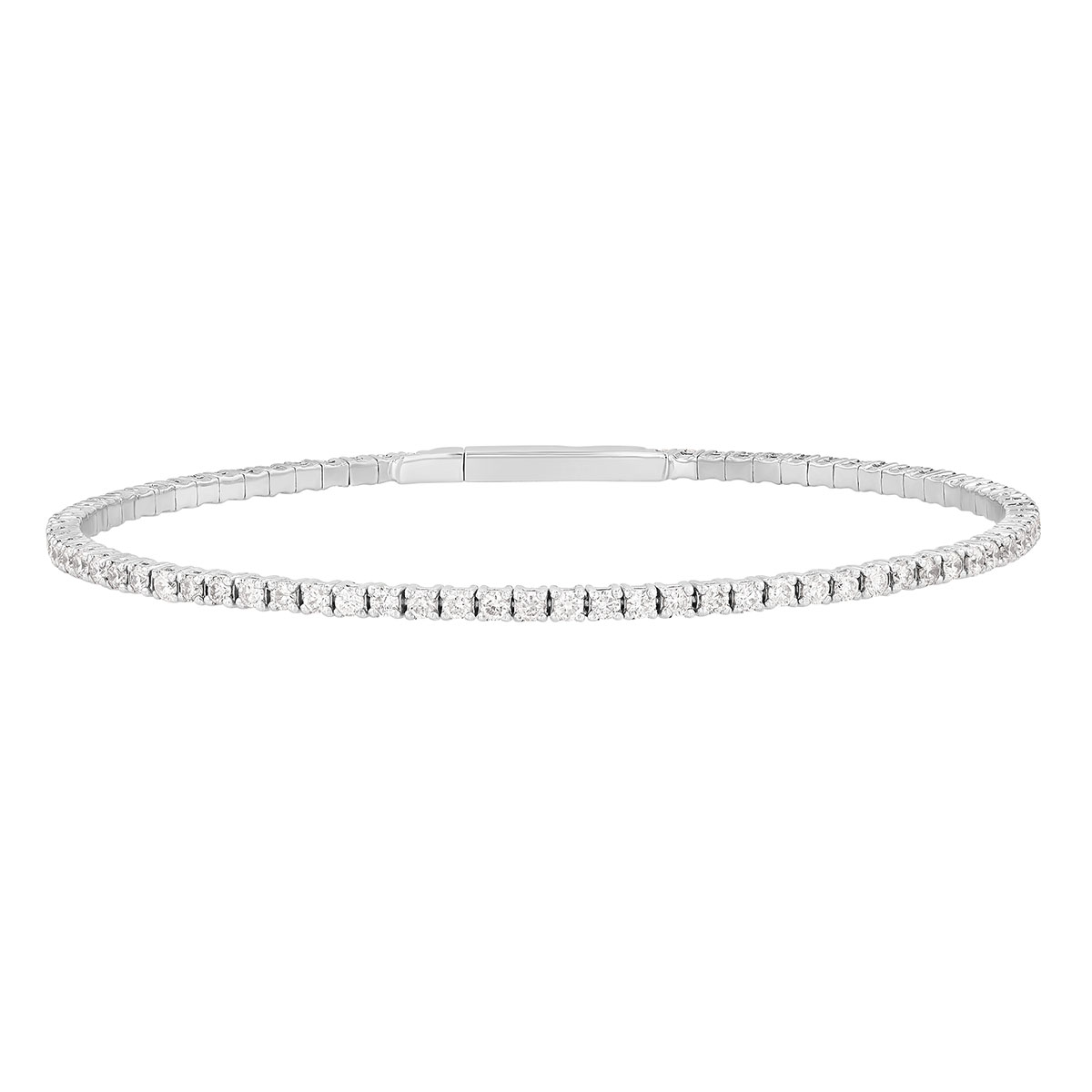 Diamond Prong Set Cuff Bracelet in White Gold, 1.50 cttw