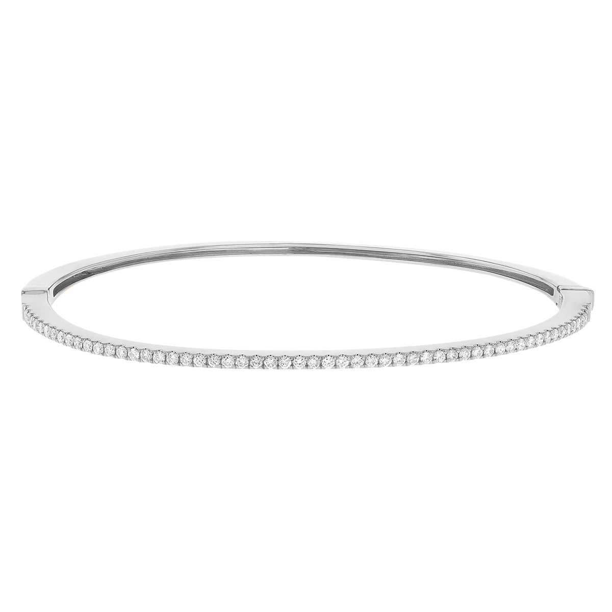 Diamond Thin Bangle Bracelet in White Gold, .50 cttw