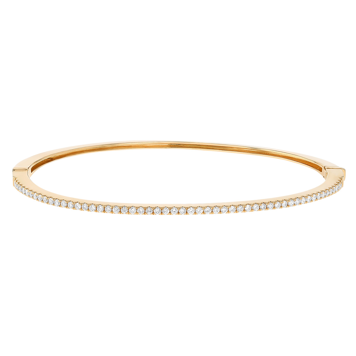 Diamond Thin Bangle Bracelet in Yellow Gold, .50 cttw