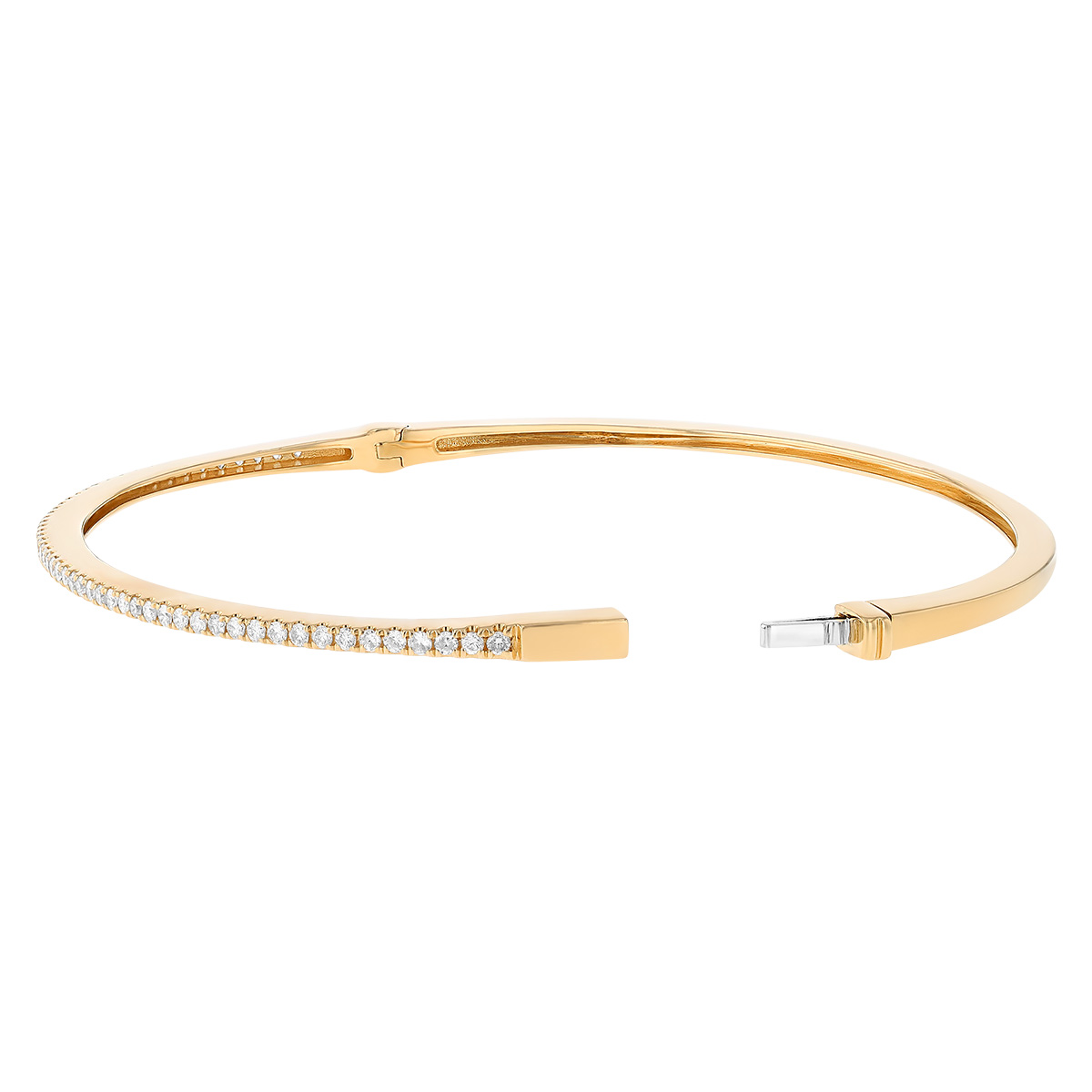 Diamond Thin Bangle Bracelet in Yellow Gold, .50 cttw