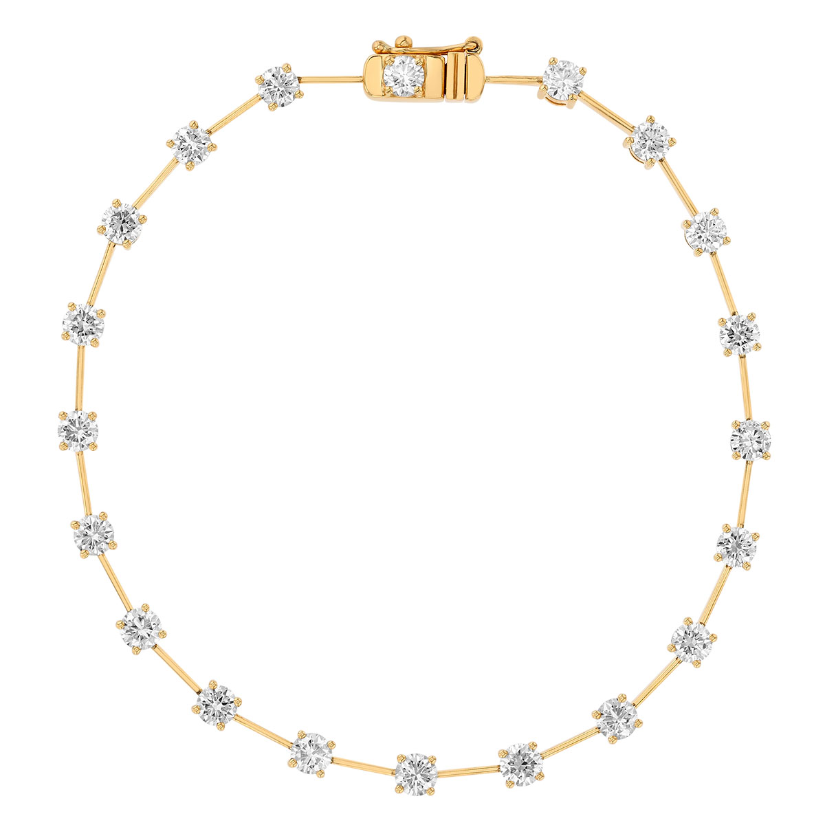 Round Diamond Station Wire Braclet in Yellow Gold, 7