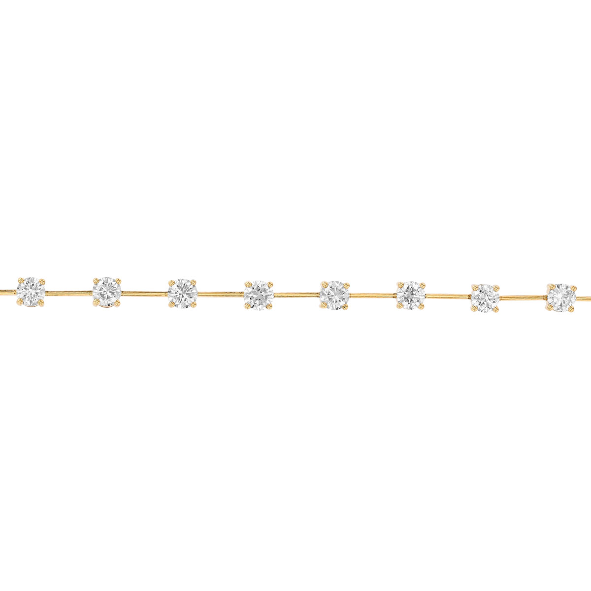 Round Diamond Station Wire Braclet in Yellow Gold, 7