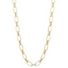 Yellow Gold Soft Rectangle Link Chain with Alternating Diamonds, 17"