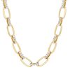 Yellow Gold Soft Rectangle Link Chain with Alternating Diamonds, 17"
