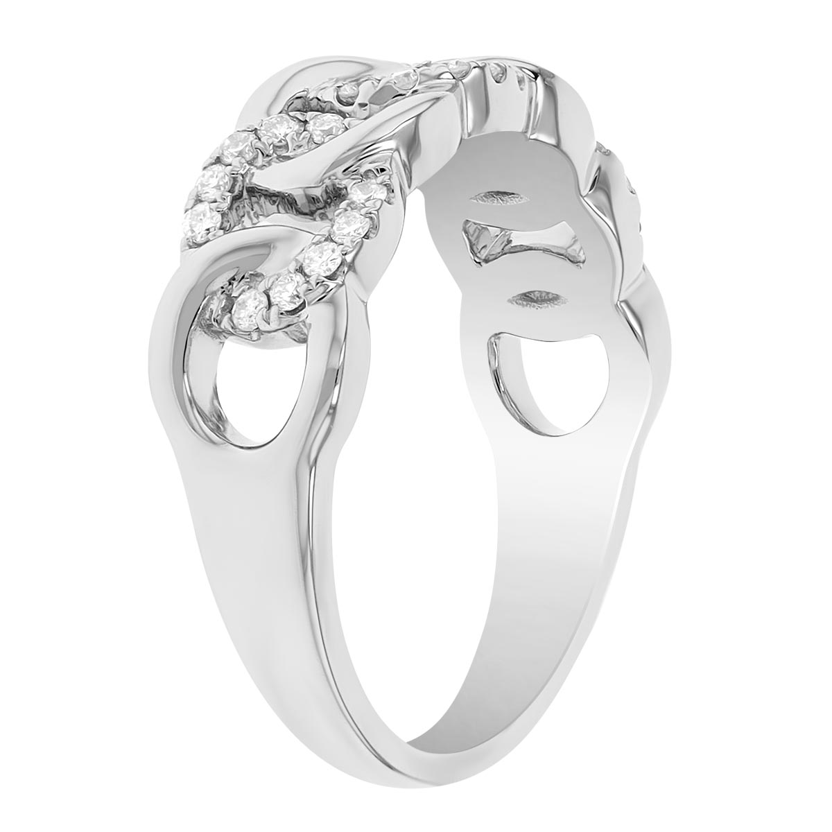 Diamond Chain Pattern Ring in White Gold
