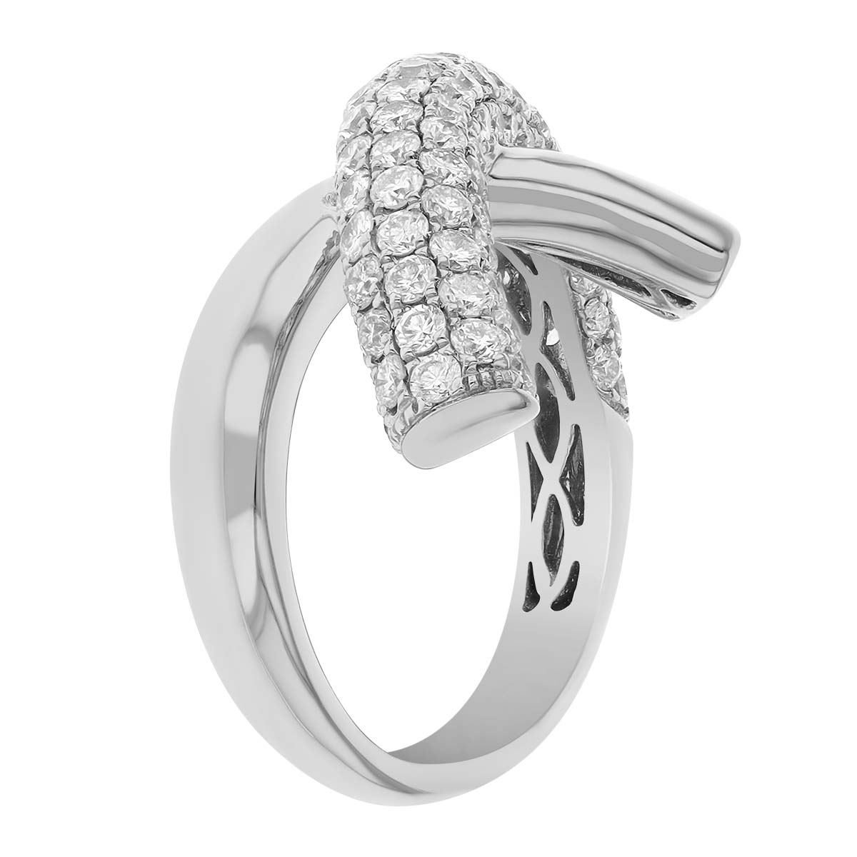 Diamond Pave Pretzel Twist Ring in White Gold