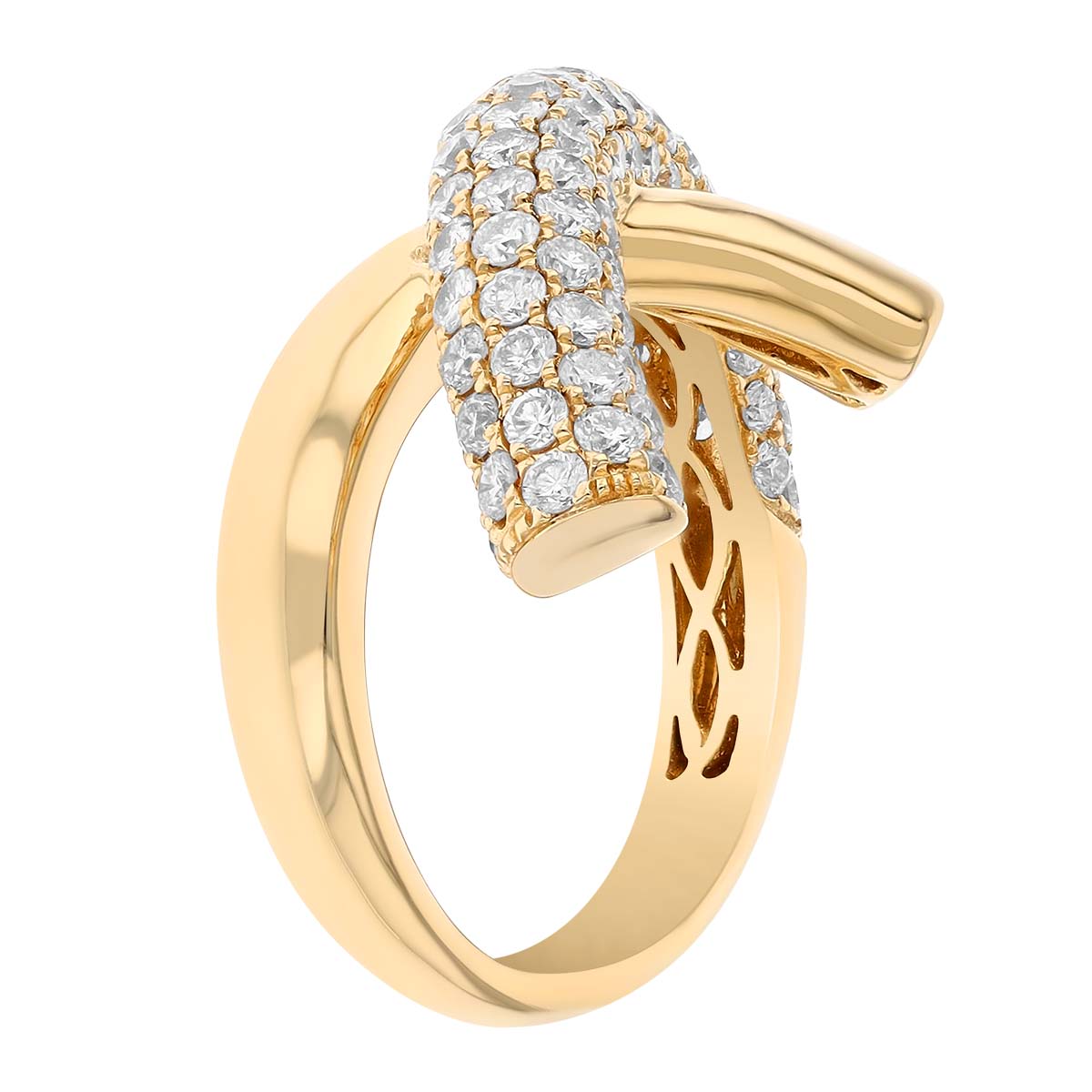 Diamond Pave Pretzel Twist Ring in Yellow Gold