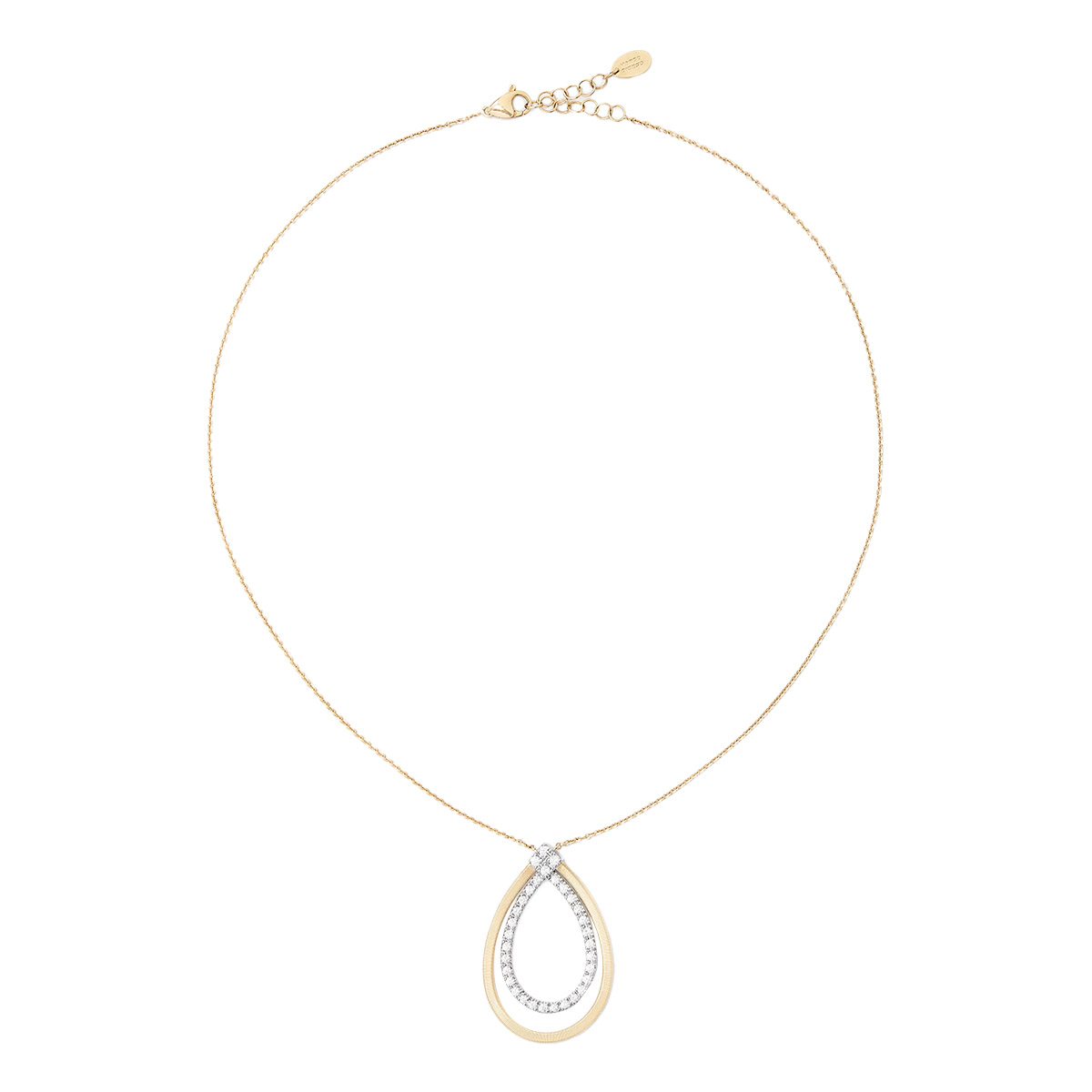 Marco Bicego Masai Diamond Teardrop Shape Pendant in Two Tone, 16.5
