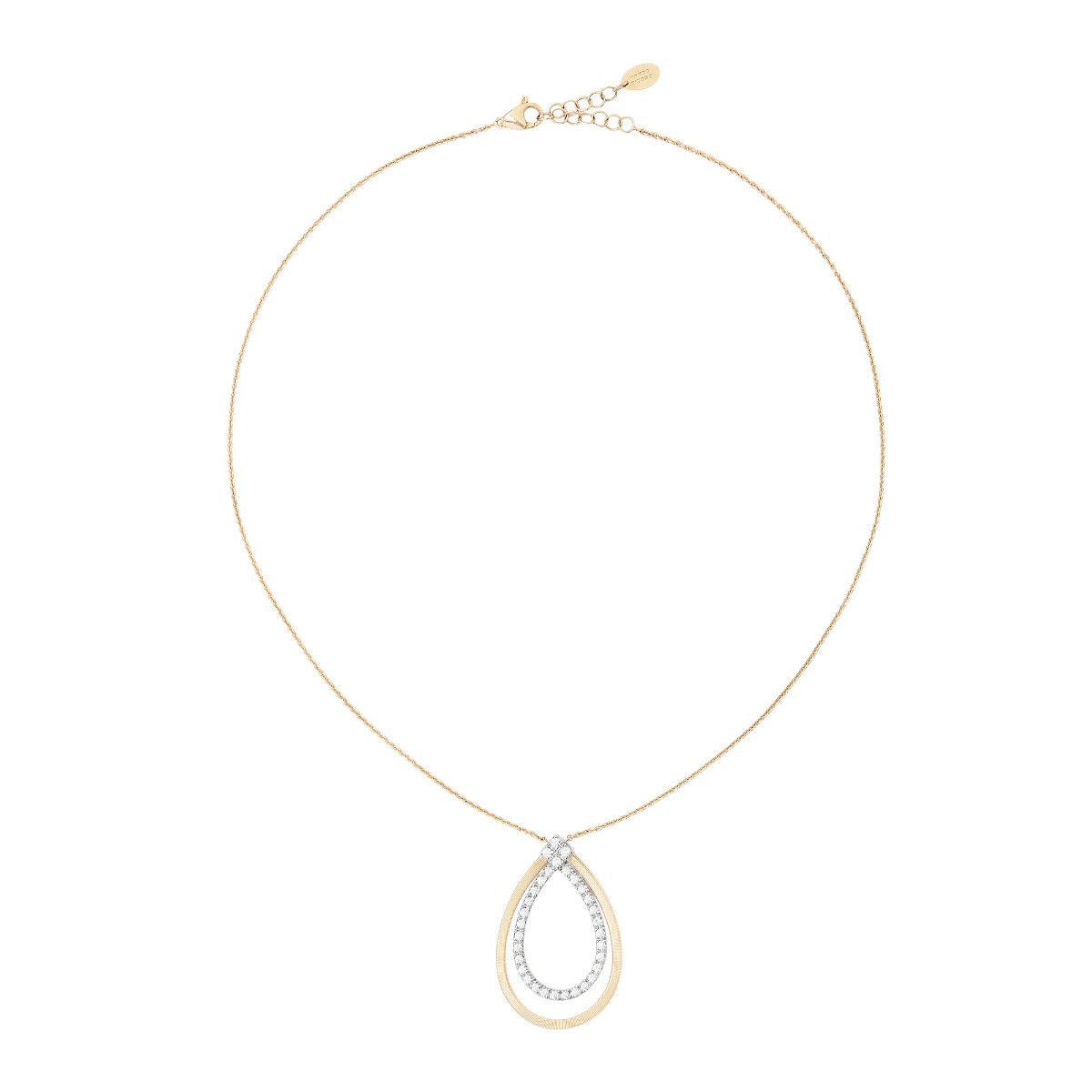 Marco Bicego Masai Diamond Teardrop Shape Pendant in Two Tone, 16.5
