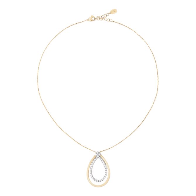 Marco Bicego Masai Diamond Teardrop Shape Pendant in Two Tone, 16.5"