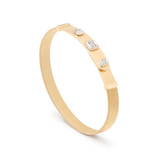 Marco Bicego Masai Diamond 3 Bezel Bangle in 18K Yellow Gold