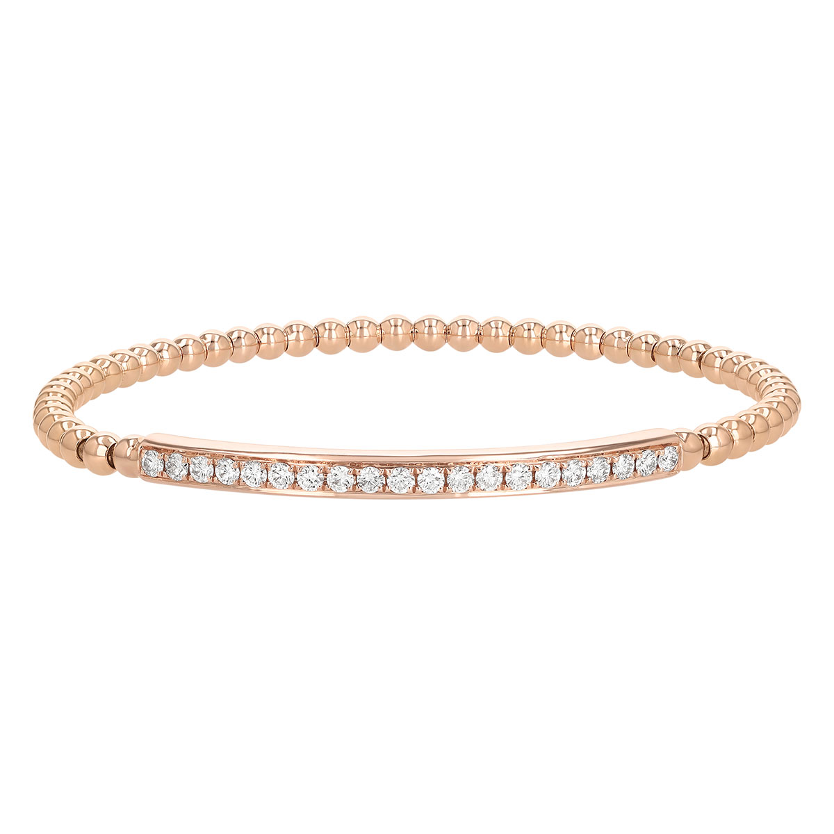 Diamond Bar & Bead Stretch Bracelet in Rose Gold