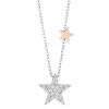 Diamond Pave White Gold Star Pendant with Rose Gold Accent