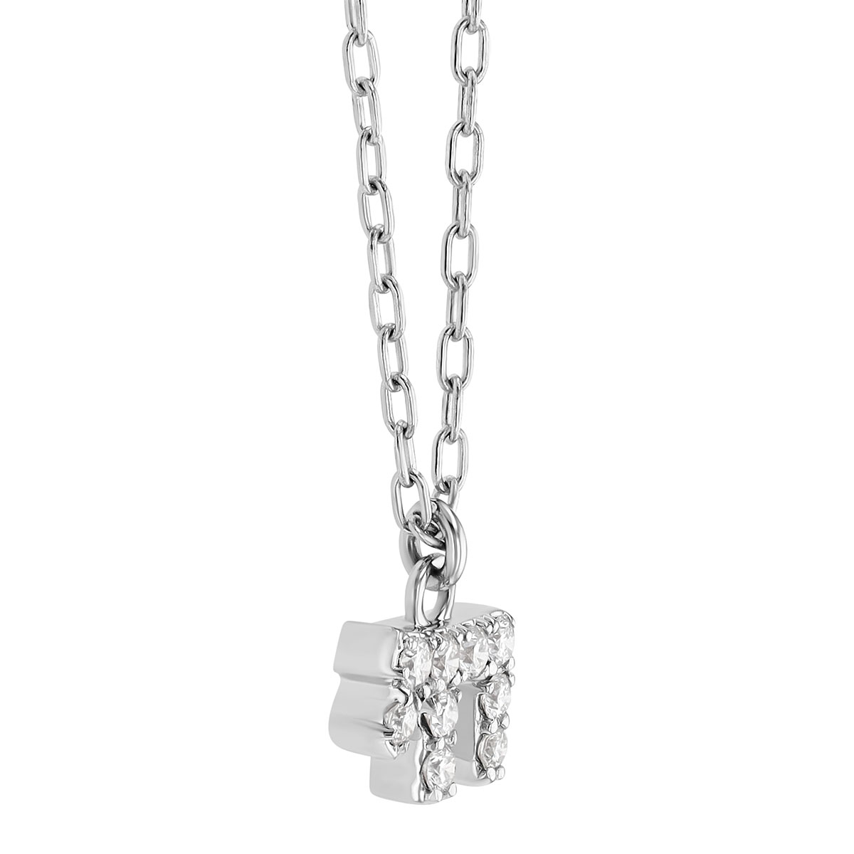 Diamond Chai Small Pendant in White Gold